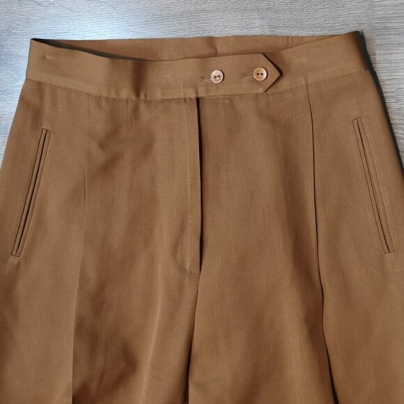 Shop 80s Vintage Quiet Luxury High Waisted Wool Tapered BRONZE Dress Pants - Picture 4 of 11